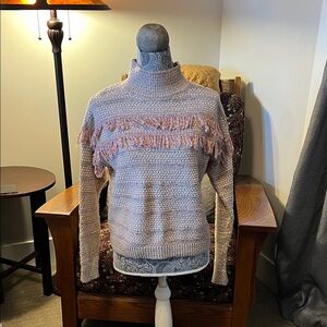 The Loft Women's Light Pink Fringe Sweater